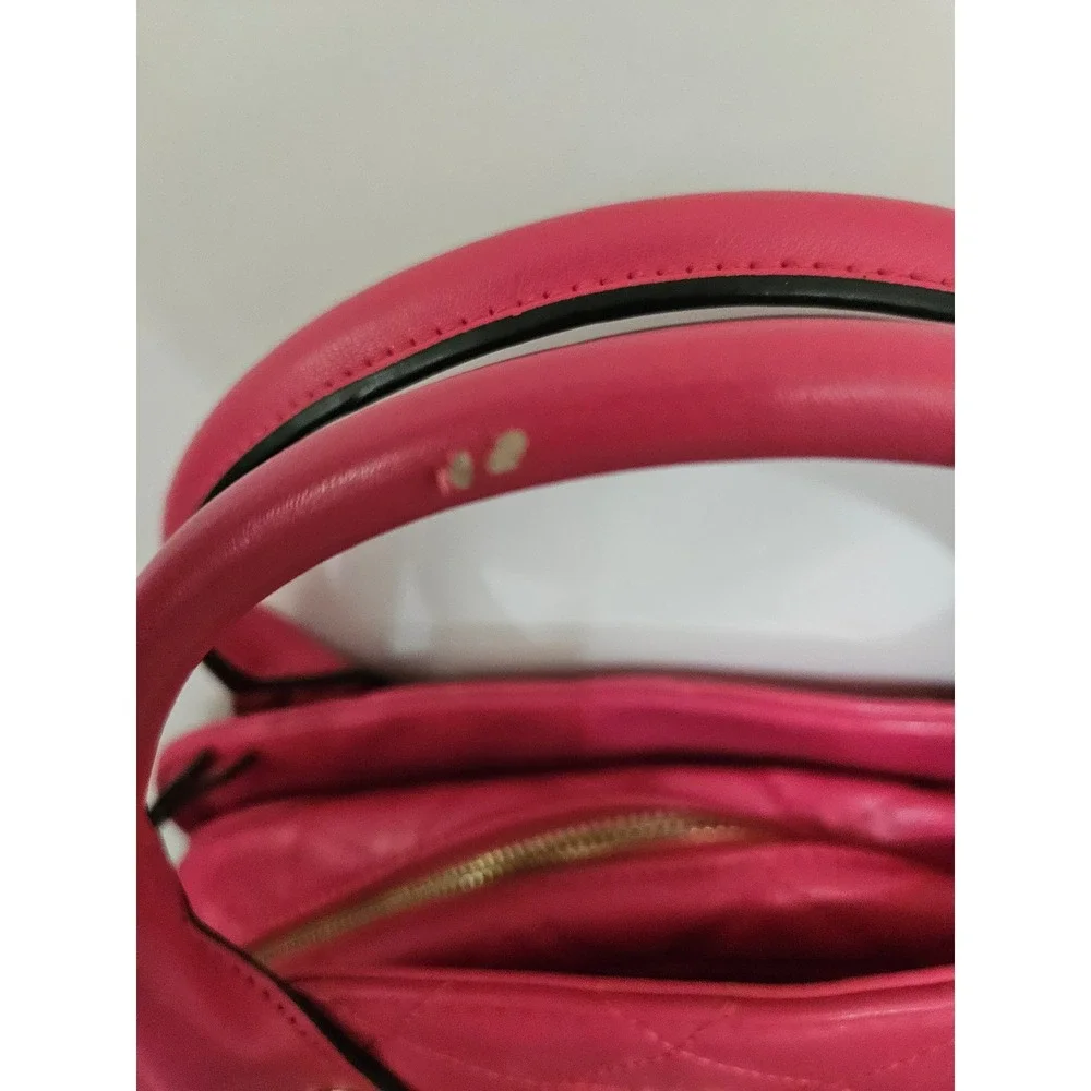 Juicy Couture Hot Pink Quilted Satchel Crossbody Bag Gold Heart Lock Detail